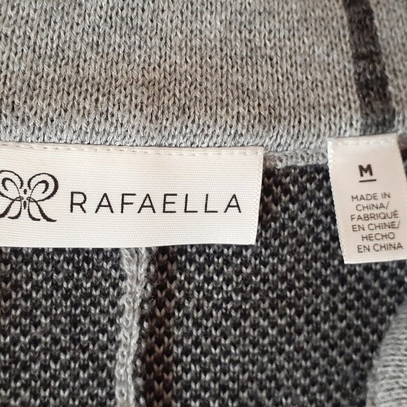 RAFAELLA Gray Plaid Zippered Heavy Sweater Poncho; Faux Leather Closure; Size M - Picture 5 of 6